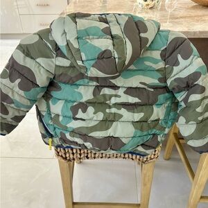 Mini Boden Green and Brown Camo Puffer Jacket